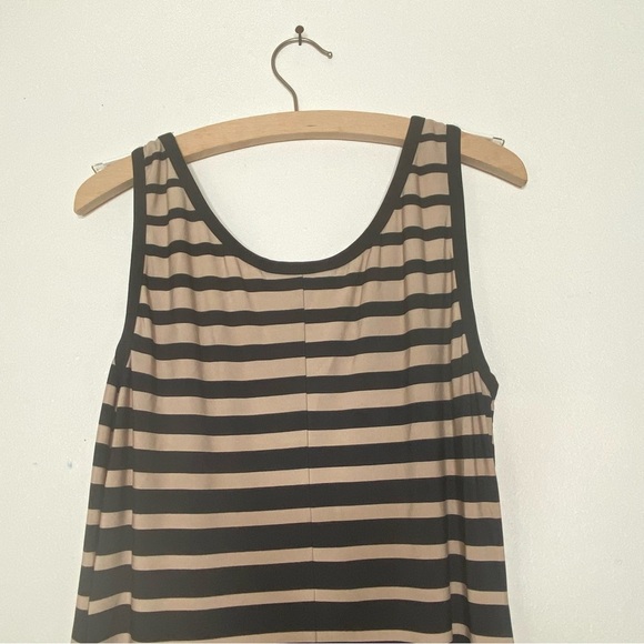 Connected Apparel Sleeveless Tank Maxi Dress Black Tan Striped Size 10 - Picture 7 of 8